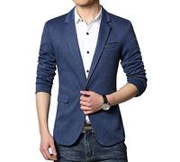 Nemopter Homme Veste Casual Elegant Slim Fit Blazer Un Bouton Costume Jacket Homme Blazer Vestons, Bleu Marine, L