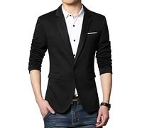 Nemopter Homme Veste Casual Elegant Slim Fit Blazer Un Bouton Costume Jacket Homme Blazer Vestons,Noir 01, L