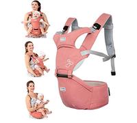 Nemopter Porte-bébé Ergonomique avec Siège à Hanche/Pur Coton Léger et Respirant/Multiposition:Dorsaux,Réglable pour Nouveau-né et Petit Enfant de 3 à 36 mois (20 kg) unisex - Porte-bébé (Rose)