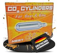NEMT Lot de 10 Capsules de bière Co2 de 16 g et Capsules de Bicyclette pour Tous Les Siphon à bière avec Capsules gazeuses de 16 g sans Filetage, Compatible également avec Pompe à Cartouche CO2 pour