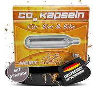 NEMT Lot de 10 CO2 pour tireuse à bière avec 16 g de Capsules de gaz carbonique avec Filetage filetées Adulte Unisexe, Or, L-89 mm/B-22 mm