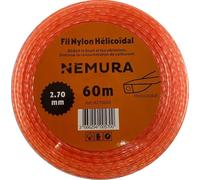 Nemura Fil Débroussailleuse Hélicoïdal Silencieux L: 60 m, Ø: 2,70 mm - Compatible avec d'autres marques - Haute Durabilité - Pièces Détachées de Qualité Professionnelle - Marque Française