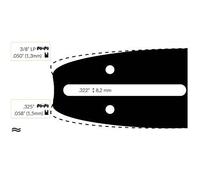 Nemura Guide Chaine Tronçonneuse - Compatible avec Echo 33 cm - Pas de 3/8 Lp - Jauge de 0.50 - Pièces Détachées pour Outillage Jardin - Marque Française