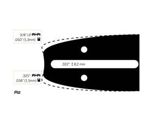 Nemura Guide Chaine Tronçonneuse - Compatible avec Echo 33 cm - Pas de 3/8 Lp - Jauge de 0.50 - Pièces Détachées pour Outillage Jardin - Marque Française