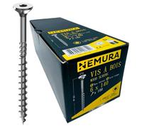 Nemura Lot de 100 Vis à Bois 6 x 140 mm - en Acier Zingué à Tête Fraisée - vis à bois Torx - Visses Spéciales pour Bois et Aggloméré- Haute Qualité Durable - Marque Francaise