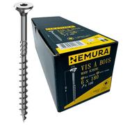 Nemura Lot de 100 Vis à Bois 6 x 180 mm - en Acier Zingué à Tête Fraisée - vis à bois Torx - Visses Spéciales pour Bois et Aggloméré- Haute Qualité Durable - Marque Francaise