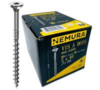 Nemura Lot de 200 Vis à Bois 5 x 80 mm - en Acier Zingué à Tête Fraisée - vis à bois Torx - Visses Spéciales pour Bois et Aggloméré- Haute Qualité Durable - Marque Francaise