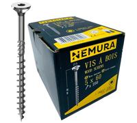 Nemura Lot de 250 Vis à Bois 5 x 60 mm - en Acier Zingué à Tête Fraisée - vis à bois Torx - Visses Spéciales pour Bois et Aggloméré- Haute Qualité Durable - Marque Francaise