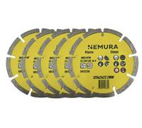 Nemura Lot de 5 Disques Diamants 125 mm - Outils de Coupe Diamantés pour Béton, Pierre, Carrelage et Brique 125 x 2 x 22,2 mm - pour Professionnel et Bricoleur - Matériau Robuste - Marque Française