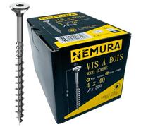 Nemura Lot de 500 Vis à Bois 4 x 40 mm - en Acier Zingué à Tête Fraisée - vis à bois Torx - Visses Spéciales pour Bois et Aggloméré- Haute Qualité Durable - Marque Francaise