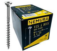 Nemura Lot de 500 Vis à Bois 4 x 50 mm - en Acier Zingué à Tête Fraisée - vis à bois Torx - Visses Spéciales pour Bois et Aggloméré- Haute Qualité Durable - Marque Francaise