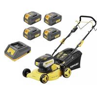Nemura Tondeuse Autotractée à Batterie 80 V (4x40V) - Coupe 42 cm - Jusqu'à 500 m2 - Fonction Mulching - Livrée avec 4 Batteries 2Ah et Chargeur - Marque Française