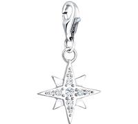 Nenalina 0403742619 Breloque en forme d'étoile en argent sterling 925 et cristaux pour femme Compatible avec tous les types de porte-breloques et de bracelets à breloques standard Argenté