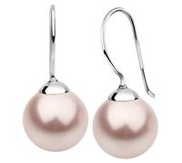 Nenalina Boucles d'oreilles avec perles synthétiques 12 mm rose en argent sterling 925, 842404-192