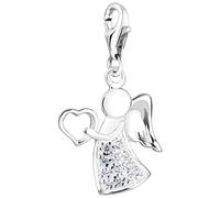 Nenalina Pendentif breloque Ange avec cœur, pour bracelet, collier et tout les supports à breloques - Argent sterling 925 avec 12 zircones cubiques -716096-019
