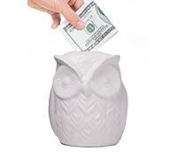 NENBOLEC Tirelire Hibou Statue Décor Moderne Sculpture Arts Animal Figurine Cadeau Maison Décoration Céramique 14cm