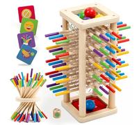 Nene Toys BALLFALL - Jeu Montessori en Bois pour Enfants 3-9 Ans - Jeu de Société Éducatif avec Bâtonnets Colorés, Dé & Cartes - Jouet Ludique pour Développement Cognitif, Coordination & Motricité