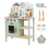 Nene Toys Cuisine en Bois pour Enfants - Jouet Cuisine avec Évier, Four & Plaques + 6 Accessoires - Jeu d’Imitation Garçons & Filles dès 3 Ans - Boutons Rotatifs, Bol en Métal, Solide & Montage Facile