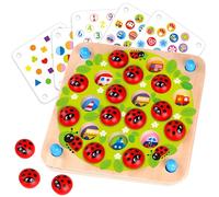 Nene Toys Jardin des Coccinelles, Jeu de Mémoire en Bois pour Enfants dès 3 Ans - Jeu de Société Éducatif pour Enfants de 3 4 5 Ans - 10 Décors - Puzzle en Bois Enfants - Cadeau pour Fille et Garçon