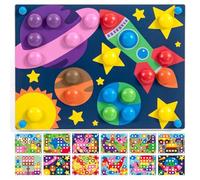 Nene Toys Puzzle en Bois pour Enfants dès 2 Ans [Grande Édition - 48 Boutons, 8 Couleurs] - Mosaïque Montessori 12 Cartes - Jouet Éducatif Motricité Fine & Coordination - Cadeau Enfants 2 3 4 Ans