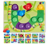 Nene Toys Puzzle en Bois pour Enfants dès 2 Ans - Jouet Mosaïque Montessori avec Boutons en Bois Colorés & Cartes - Jeu Sensoriel & Activité Manuelle - Cadeau Éducatif 2-3 Ans Fille Garçon