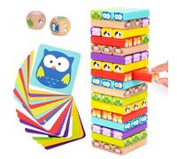 Nene Toys - Tour en Bois 4 en 1 avec des Couleurs et Animaux pour Enfants - Jeu de Société Educatif pour Garçons et Filles de 4 A 8 Ans - Idéal Comme Cadeau à Partager entre Parents et Enfants