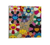 NENGKUAI Takashi Murakami Poster Smiley Flower Works 2005Untitled1 Impression sur toile décorative Cadre 30 x 30 cm