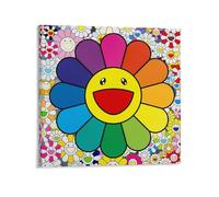 NENGKUAI Takashi Murakami Poster Smiley Flower Works Smiley Flower (5) Impression sur toile décorative Cadre 60 x 60 cm