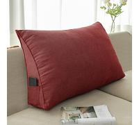 NENIUX Coussin triangulaire de dossier pour tête de lit, coussin de lecture, coussin de lit, coussin de soutien lombaire pour canapé, bureau, tatami, 80 x 50 x 20 cm, rouge