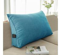 NENIUX Coussin triangulaire de dossier pour tête de lit, coussin de lecture, coussin de lit, coussin de soutien lombaire pour canapé, bureau, tatami, 90 x 50 x 20 cm, bleu foncé