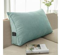 NENIUX Coussin triangulaire de dossier pour tête de lit, coussin de lecture, coussin de lit, coussin de soutien lombaire pour canapé, bureau, tatami, 60 x 50 x 20 cm, bleu