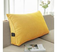 NENIUX Coussin triangulaire de dossier pour tête de lit, coussin de lecture, coussin de lit, coussin de soutien lombaire pour canapé, bureau, tatami, 60 x 50 x 20 cm, jaune