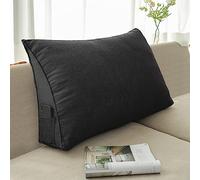 NENIUX Coussin triangulaire pour dossier et tête de lit, coussin de lecture, coussin de lit, coussin de soutien lombaire pour canapé, bureau, tatami, 60 x 50 x 20 cm, noir