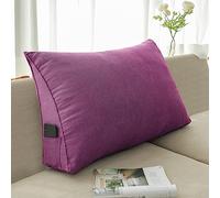 NENIUX Coussin triangulaire pour dossier et tête de lit, coussin de lecture, coussin de lit, coussin de soutien lombaire pour canapé, bureau, tatami, 60 x 50 x 20 cm, violet