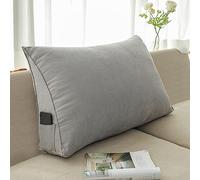 NENIUX Coussin triangulaire pour dossier et tête de lit, coussin de lecture, coussin de lit, coussin de soutien lombaire pour canapé, bureau, tatami, 70 x 50 x 20 cm, gris