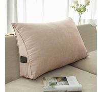 NENIUX Coussin triangulaire pour dossier et tête de lit, coussin de lecture, coussin de lit, coussin de soutien lombaire pour canapé, bureau, tatami, 60 x 50 x 20 cm, beige