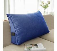 NENIUX Coussin triangulaire pour dossier et tête de lit, coussin de lecture pour chambre à coucher, coussin de soutien lombaire pour canapé, bureau, tatami, 100 x 50 x 20 cm, bleu marine
