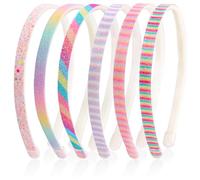 Nenjindz Lot de 6 bandeaux à paillettes - En plastique épais - Antidérapants - Avec dents - Accessoire de cheveux pour enfants et petites filles