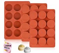 Nenkarn Lot de 3 Moules Ronds en Silicone pour Mini Gâteaux et Cheesecakes | Lot de trois moules ronds en silicone pour mini cheesecakes, gâteaux, chocolat, gelée et desserts individuels