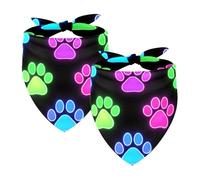 Neno Lot de 2 bandanas triangulaires réglables pour chiens de petite, moyenne et grande taille Motif patte de chien