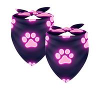 Neno Lot de 2 bandanas triangulaires réglables pour chiens de petite, moyenne et grande taille Motif patte de chien Rose