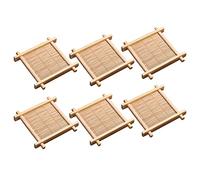 NentMent Lot de 6 dessous de verre en bambou naturel pour table à thé - 7,6 cm - Support d'isolation thermique pour Kung Fu chinois - Plateau à thé décoratif pour boissons chaudes et tasses à café
