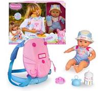 Nenuco, En promenade avec Mateo, Poupon corps souple 35 cm avec Porte-bébé 2-en-1, et des accessoires, Jouets pour enfants à partir de 2 ans G