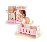 Nenuco - Motifs aux Couleurs Naturelles, Comprend Un Berceau en Carton Facile à Assembler, Une poupée bébé de 25 cm et Un Corps Souple (NFN81000)