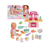 Nenuco NFNE3000 - Cuisine magique, poupée de 30 cm au corps dur, comprend + 10 accessoires pour cuisiner et placer, cuisine avec lumières et sons de bouillir et de frire, tablier personnalisé, célèbre
