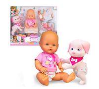 Nenuco & Petuco, poupée bébé de 35 cm et Chiot potouc au Corps Dur, Tous Deux sont des bébés et Vous devez en Prendre Soin, Accessoires pour Les Deux, t-Shirt, Couche, tétine et biberon, 3 Ans,