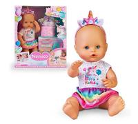 Nenuco Famosa NFN77000 Poupée bébé Licorne avec Accessoires pour fêtes d'anniversaire, gâteau Personnalisable avec pâte à Modeler, Bougies, Dessins et Autocollants pour Enfants de 3 Ans