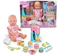 Nenuco, Qu'est ce qu'on Mange Aujourd'hui, Poupon 42 cm, Cors Dur, Mange et Bois, Prépare à Manger avec Robot ou Mixeur et 10+ Accessoires, Jouets pour Enfants à Partir de 3 Ans, NFN43