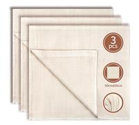Nenull 3 Pièces Etamine Alimentaire 50x50cm Cheese Cloth Mousseline Lavable Réutilisable Coton Lin Écru Étamine pour Confiture Filtrer Fromage Beurre Jus Lait de Noix