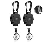 NEO+ Lot de 2 porte-clés rétractables, enrouleurs de badge rétractables et robustes, porte-badge d'identification avec clip de ceinture, cordon en acier de 82 cm, roulement de 226,8 g